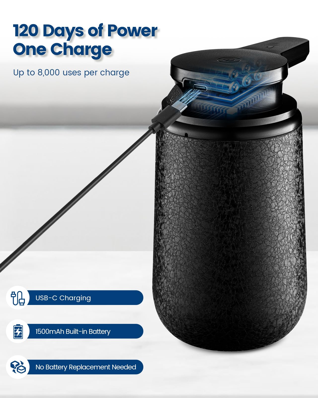 Automatic Liquid Soap Dispenser Touchless, Smudge-Proof Crackle Finish | Stainless Steel, 11.8Oz, Self-Cleaning, Rechargeable Dish and Hand Soap Dispenser for Kitchen Sink Bathroom Countertop Décor
