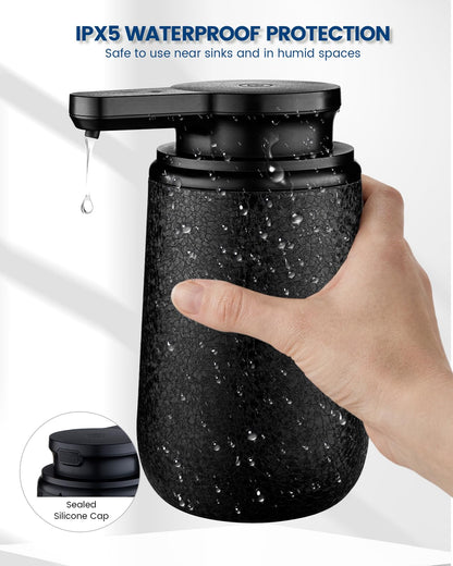 Automatic Liquid Soap Dispenser Touchless, Smudge-Proof Crackle Finish | Stainless Steel, 11.8Oz, Self-Cleaning, Rechargeable Dish and Hand Soap Dispenser for Kitchen Sink Bathroom Countertop Décor