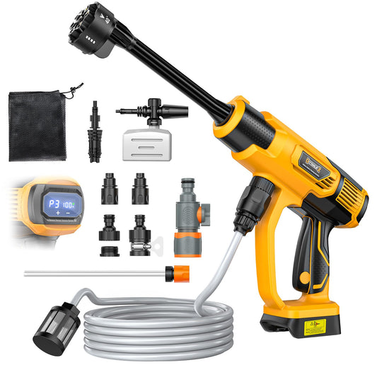 Cleaning Tool Compatible with DeWalt 20V Battery, 2.2LBS, with 16.4ft Hose & 6-in-1 Nozzle + Attachment for Car, Patio, Fence (Battery not Included, Tool Only)